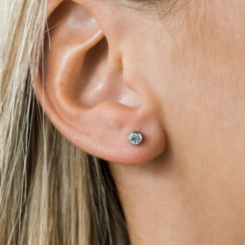 Simply Whispers April Birthstone Bezel Stainless Steel Earrings Discount