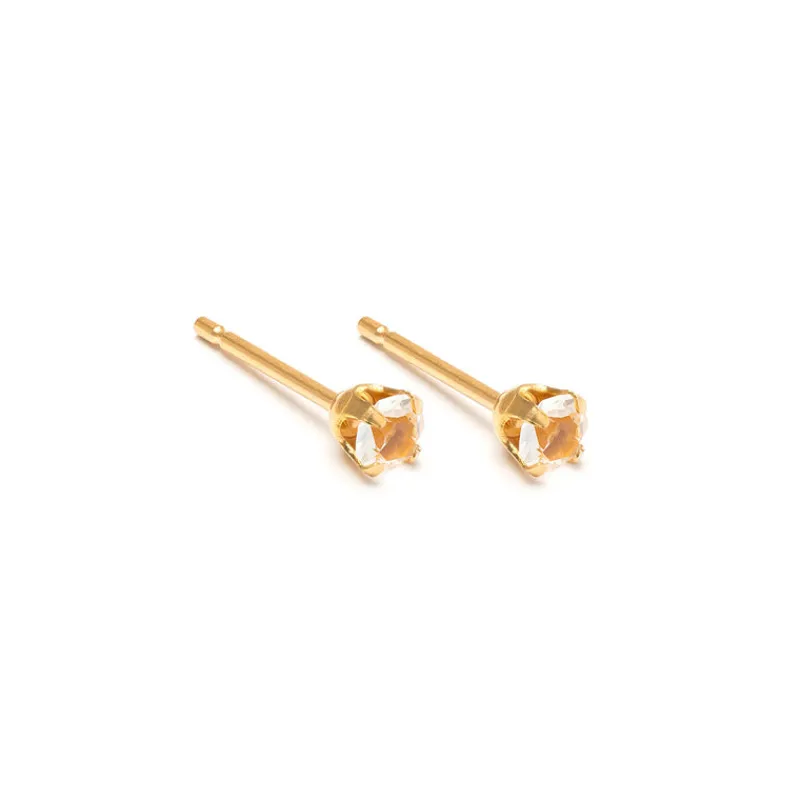 Simply Whispers April Birthstone 14k Gold Plated Stud Earrings Discount