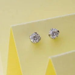 Simply Whispers April Birthstone Stainless Steel Stud Earrings New
