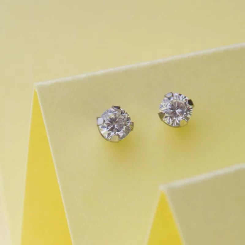 Simply Whispers April Birthstone Stainless Steel Stud Earrings New