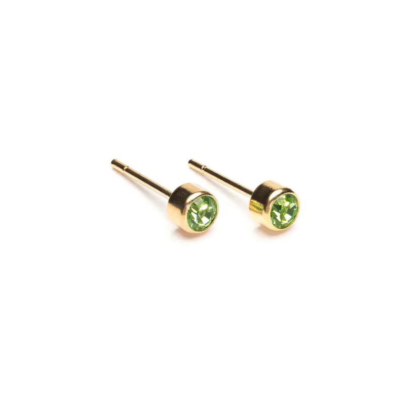 Simply Whispers August Birthstone Bezel Gold Stud Earrings New