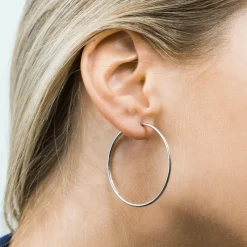 Simply Whispers Big Endless Hoop Earrings Silver Plated Fashion