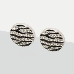 Simply Whispers Black & White Pave Earrings New