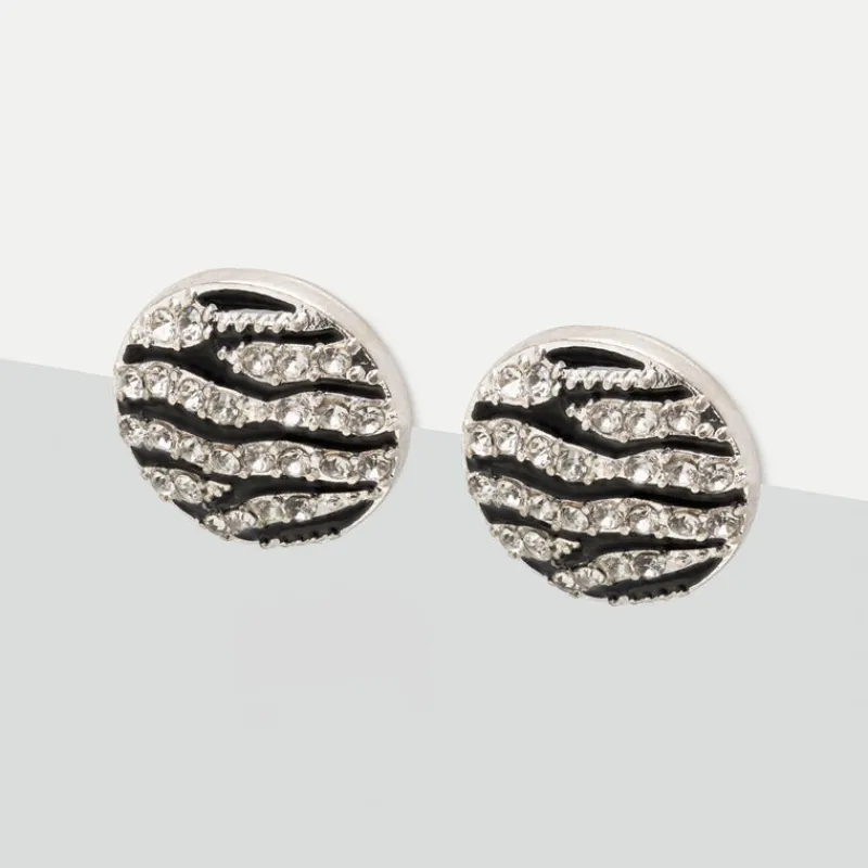 Simply Whispers Black & White Pave Earrings New