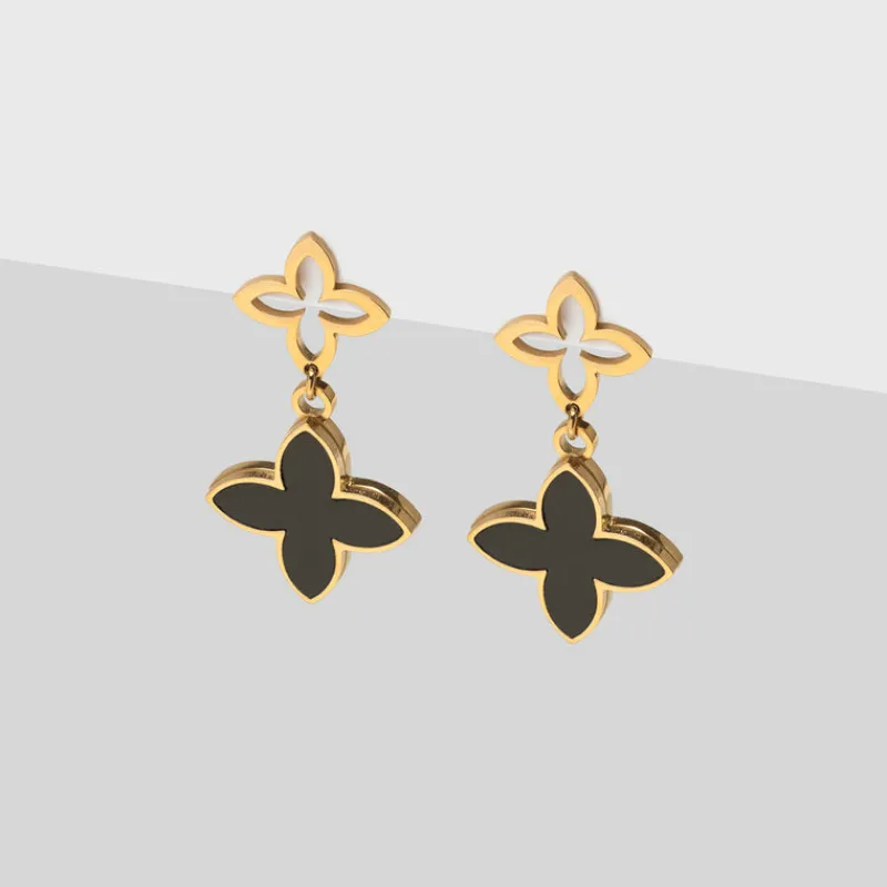 Simply Whispers Black Alhambra Earrings Online