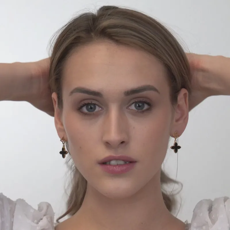 Simply Whispers Black Alhambra Earrings Online