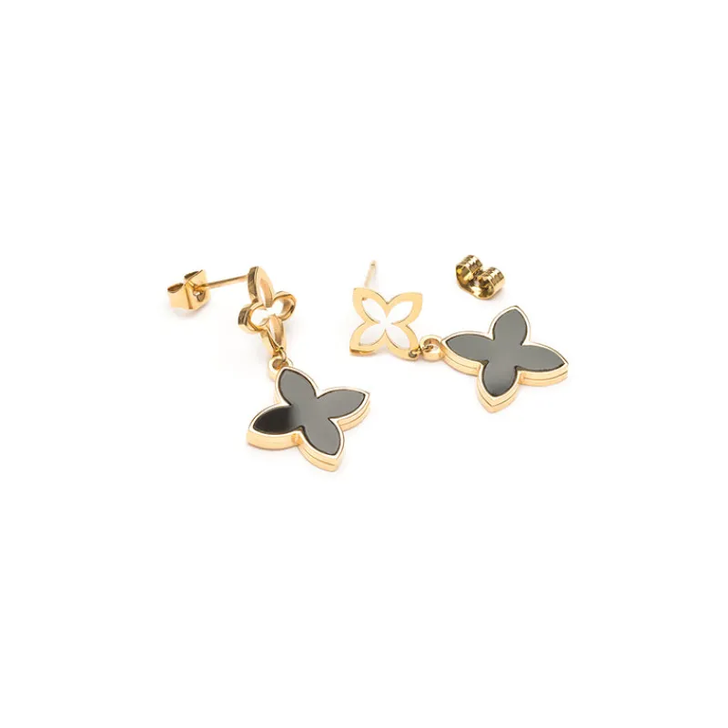 Simply Whispers Black Alhambra Earrings Online