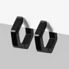 Simply Whispers Black Hexagon Huggie Earrings New
