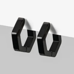 Simply Whispers Black Hexagon Huggie Earrings New