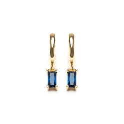 Simply Whispers Blue Crystal Drop Huggie Hoops Outlet