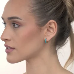 Simply Whispers Blue Enamel Huggie Hoops Sale