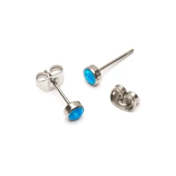 Simply Whispers Blue Opal Titanium Stud Earrings Clearance