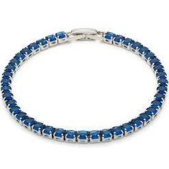 Simply Whispers Blue Round Zirconia Tennis Bracelet Hot