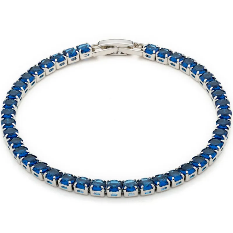 Simply Whispers Blue Round Zirconia Tennis Bracelet Hot
