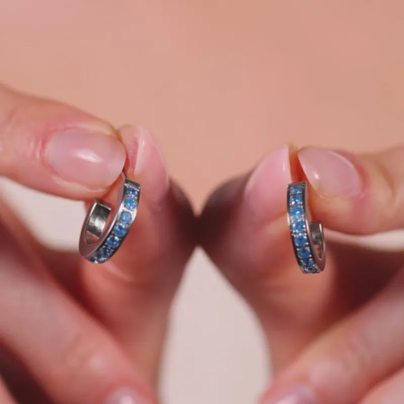 Simply Whispers Blue Zirconia Titanium Posted Hoop Earrings Best