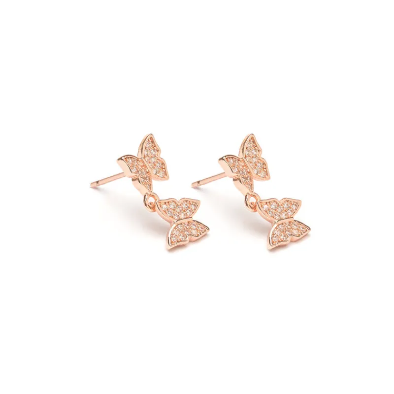 Simply Whispers Butterfly Pave Stud Earrings Hot
