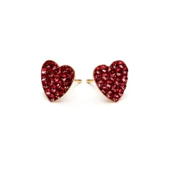 Simply Whispers Cherry Pave Heart Stud Earrings Gold Plated Discount