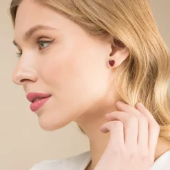 Simply Whispers Cherry Pave Heart Stud Earrings Outlet
