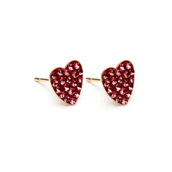Simply Whispers Cherry Pave Heart Stud Earrings Gold Plated Discount