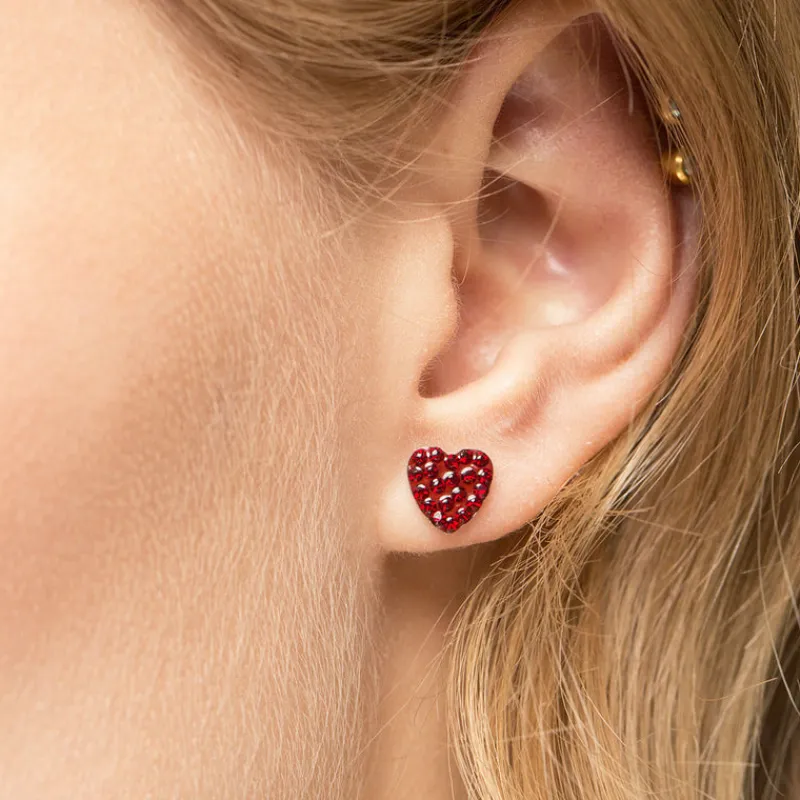 Simply Whispers Cherry Pave Heart Stud Earrings Outlet
