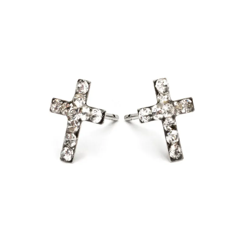 Simply Whispers Cross April Birthstone Earrings Hot