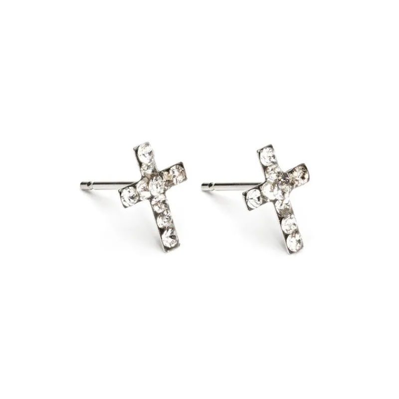 Simply Whispers Cross April Birthstone Earrings Hot