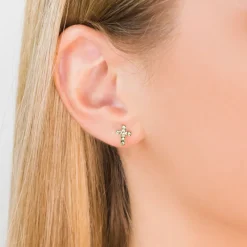 Simply Whispers Cross August Birthstone Earrings Sale