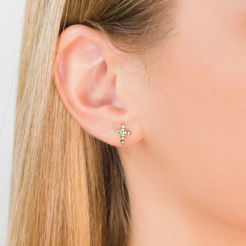 Simply Whispers Cross August Birthstone Earrings Sale