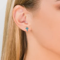 Simply Whispers Cross December Birthstone Earrings Discount
