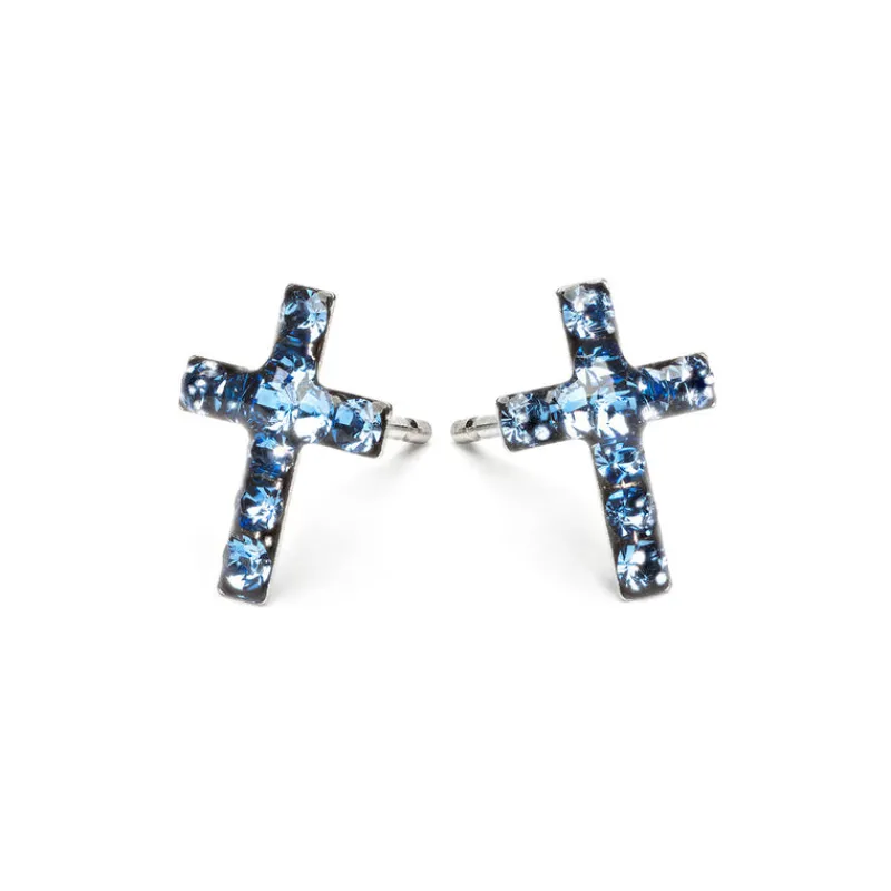 Simply Whispers Cross Earrings September Birthstone Outlet
