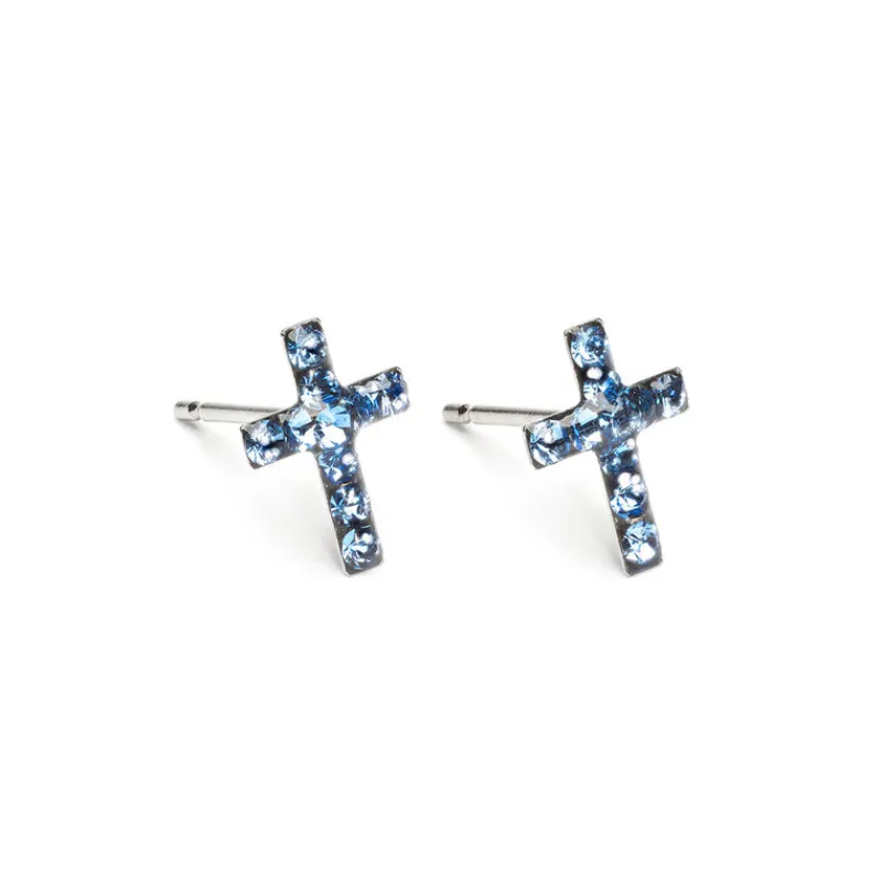 Simply Whispers Cross Earrings September Birthstone Outlet