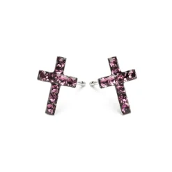 Simply Whispers Cross February Birthstone Earrings Fashion