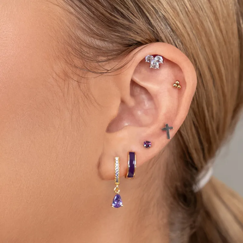 Simply Whispers Cross Helix Single Earring Clearance