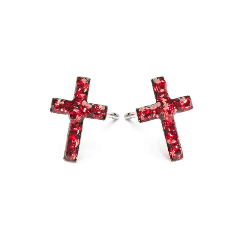 Simply Whispers Cross July Birthstone Earrings Clearance