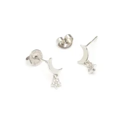 Simply Whispers Crystal Moon Charm Stud Earrings Clearance