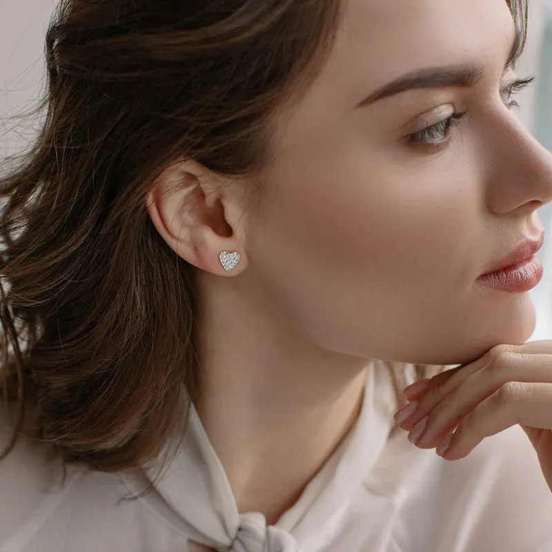 Simply Whispers Crystal Pave Heart Earrings Gold Plated Best