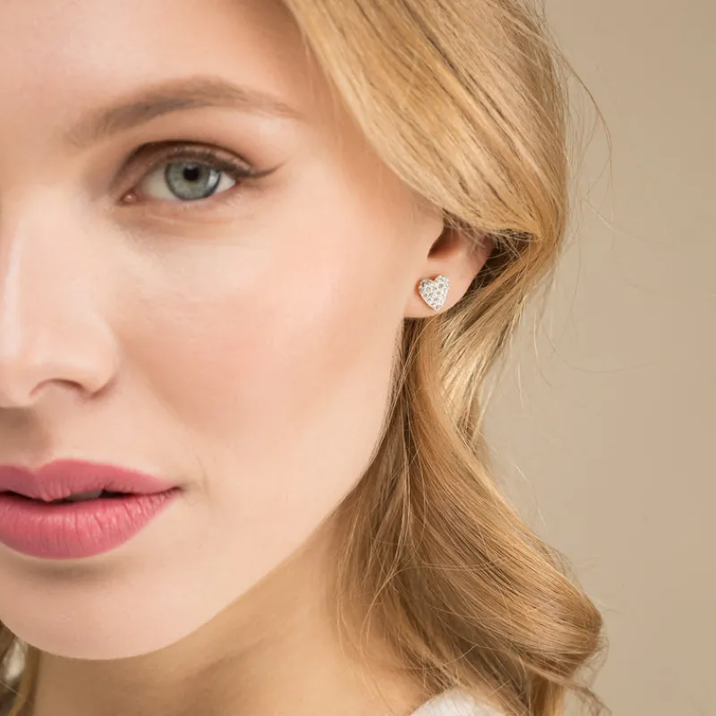 Simply Whispers Crystal Pave Heart Earrings Gold Plated Best
