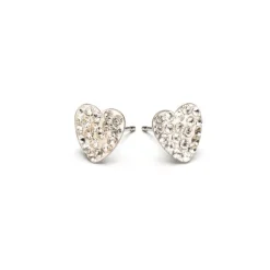 Simply Whispers Crystal Pave Heart Stud Earrings Stainless Steel Fashion