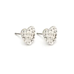 Simply Whispers Crystal Pave Heart Stud Earrings Stainless Steel Fashion