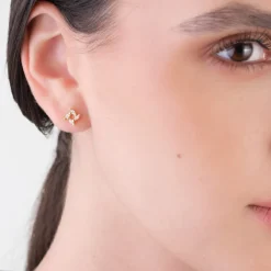 Simply Whispers Crystal Square Gold Mini Stud Earrings New