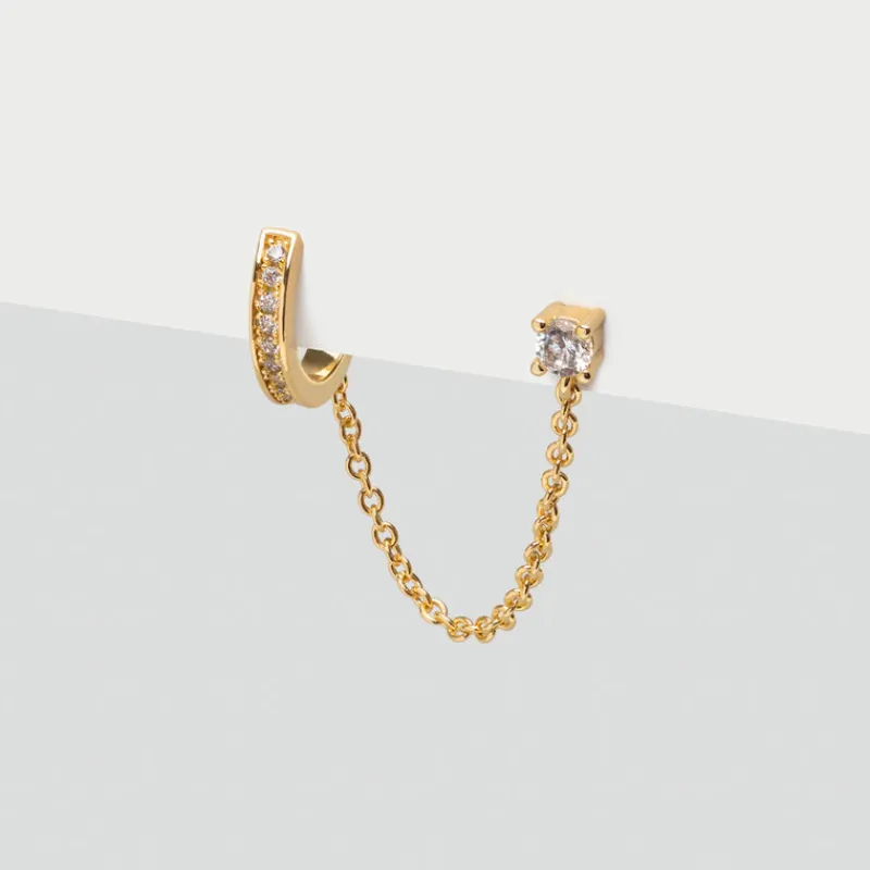 Simply Whispers Crystal Stud & Huggie Hoop Chain Earring Outlet