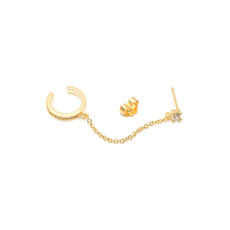 Simply Whispers Crystal Stud & Huggie Hoop Chain Earring Outlet