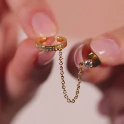Simply Whispers Crystal Stud & Huggie Hoop Chain Earring Outlet