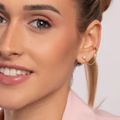 Simply Whispers Crystal Stud & Huggie Hoop Chain Earring Outlet