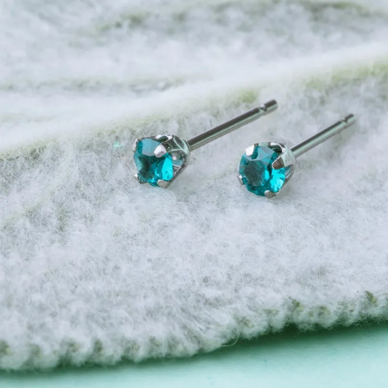 Simply Whispers December Birthstone Stainless Steel Stud Earrings Hot