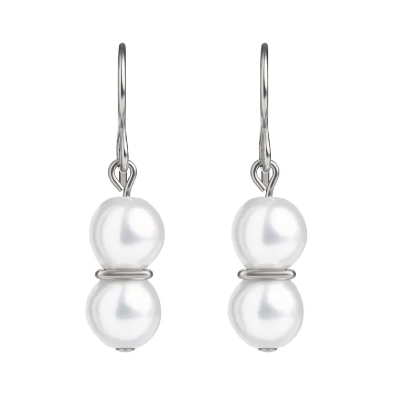 Simply Whispers Double Pearl Niobium French Hook Earrings Fashion