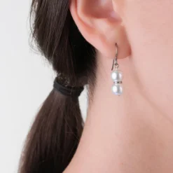 Simply Whispers Double Pearl Niobium French Hook Earrings Fashion