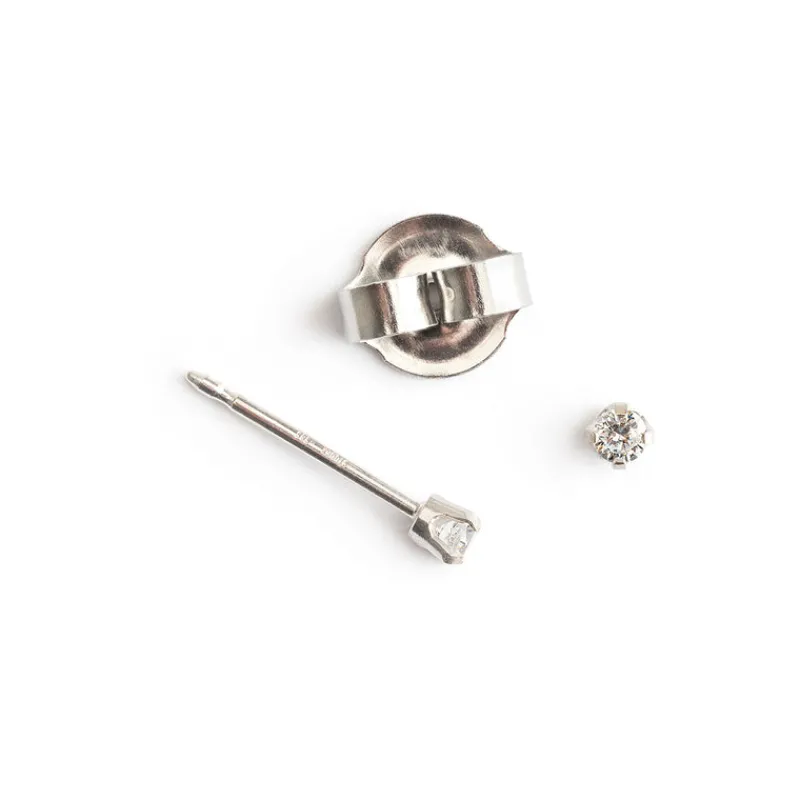 Simply Whispers Ear Piercing 2 mm Zirconia 14K White Gold Self Piercer Fashion