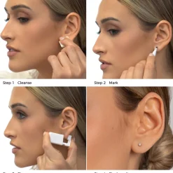 Simply Whispers Ear Piercing 2 mm Zirconia 14K White Gold Self Piercer Fashion