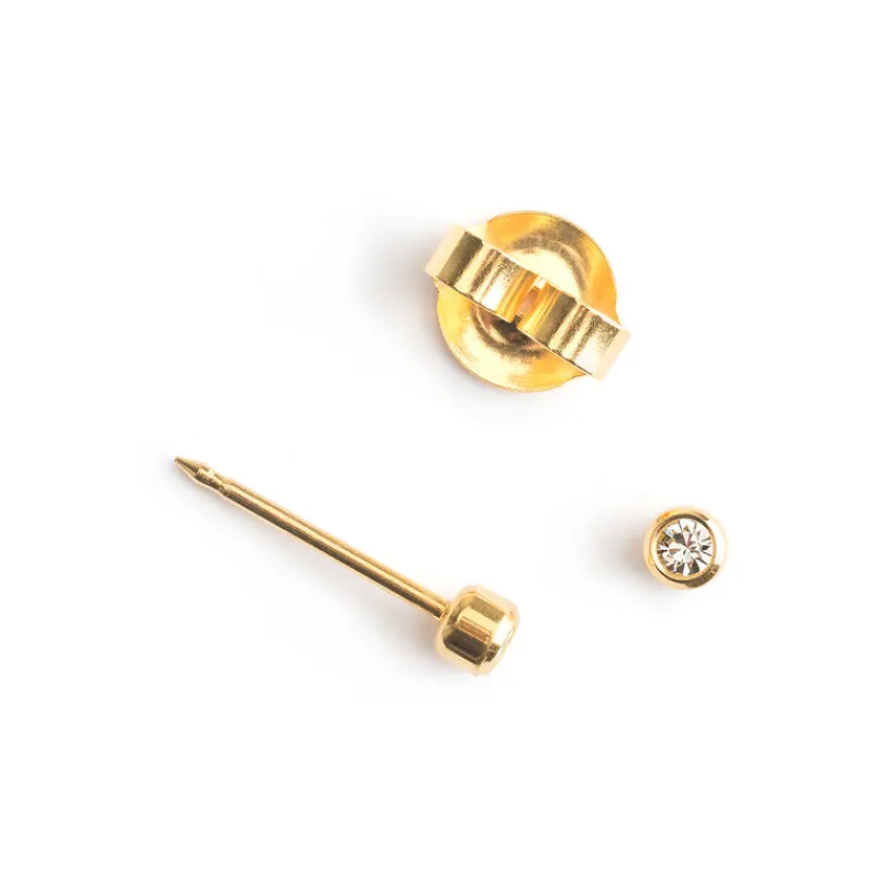Simply Whispers Ear Piercing 2 mm Bazel Crystal Gold Plated Self Piercer Online
